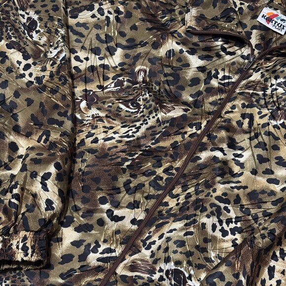 Bomber Jacket Kaktus Plus Women’s 1X Leopard Animal Print Metallic Full Zip VTG - Picture 1 of 13